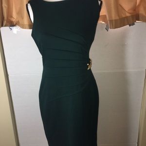 Ivanka Trump Pleated Chain Link Sheath Dress